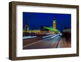 Big Ben and pedestrians in the night, London, England-null-Framed Photographic Print