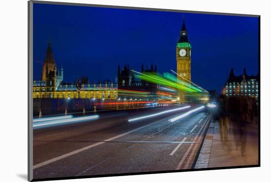 Big Ben and pedestrians in the night, London, England-null-Mounted Photographic Print