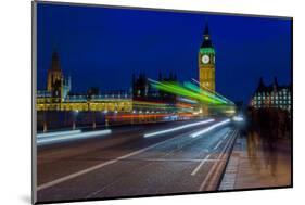 Big Ben and pedestrians in the night, London, England-null-Mounted Photographic Print