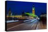 Big Ben and pedestrians in the night, London, England-null-Stretched Canvas