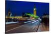 Big Ben and pedestrians in the night, London, England-null-Stretched Canvas