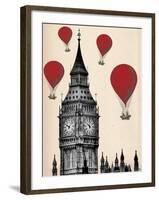 Big Ben and Red Hot Air Balloons-Fab Funky-Framed Art Print