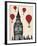 Big Ben and Red Hot Air Balloons-Fab Funky-Framed Art Print