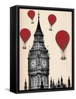 Big Ben and Red Hot Air Balloons-Fab Funky-Framed Stretched Canvas