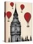 Big Ben and Red Hot Air Balloons-Fab Funky-Stretched Canvas