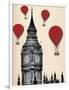 Big Ben and Red Hot Air Balloons-Fab Funky-Framed Art Print