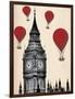 Big Ben and Red Hot Air Balloons-Fab Funky-Framed Art Print