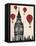 Big Ben and Red Hot Air Balloons-Fab Funky-Framed Stretched Canvas