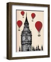 Big Ben and Red Hot Air Balloons-Fab Funky-Framed Art Print