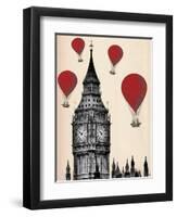 Big Ben and Red Hot Air Balloons-Fab Funky-Framed Art Print