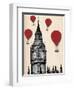 Big Ben and Red Hot Air Balloons-Fab Funky-Framed Art Print