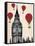 Big Ben and Red Hot Air Balloons-Fab Funky-Framed Stretched Canvas