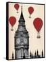 Big Ben and Red Hot Air Balloons-Fab Funky-Framed Stretched Canvas