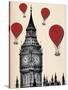 Big Ben and Red Hot Air Balloons-Fab Funky-Stretched Canvas