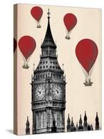 Big Ben and Red Hot Air Balloons-Fab Funky-Stretched Canvas