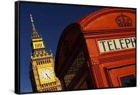 Big Ben and Telephone Booth-Jon Hicks-Framed Stretched Canvas