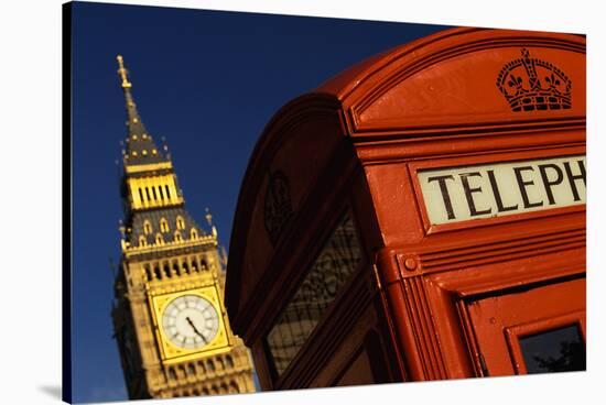 Big Ben and Telephone Booth-Jon Hicks-Stretched Canvas