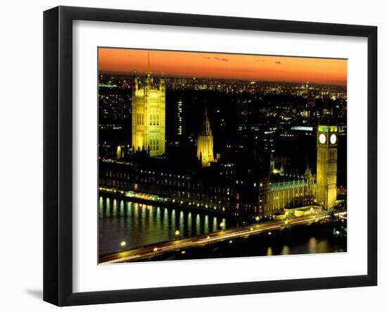 Big Ben and the Houses of Parliament at Dusk, London, England-Walter Bibikow-Framed Premium Photographic Print