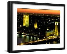 Big Ben and the Houses of Parliament at Dusk, London, England-Walter Bibikow-Framed Premium Photographic Print