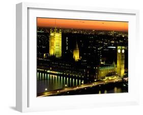 Big Ben and the Houses of Parliament at Dusk, London, England-Walter Bibikow-Framed Premium Photographic Print