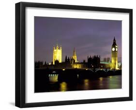 Big Ben and the Houses of Parliament at Night, London, England-Walter Bibikow-Framed Premium Photographic Print