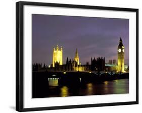Big Ben and the Houses of Parliament at Night, London, England-Walter Bibikow-Framed Photographic Print