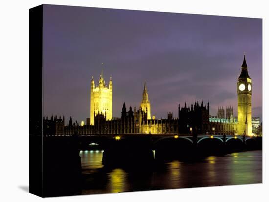 Big Ben and the Houses of Parliament at Night, London, England-Walter Bibikow-Stretched Canvas