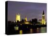 Big Ben and the Houses of Parliament at Night, London, England-Walter Bibikow-Stretched Canvas
