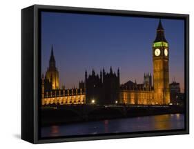 Big Ben and the Houses of Parliament at Night, Westminster, London, England, UK-Amanda Hall-Framed Stretched Canvas