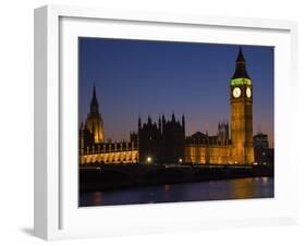 Big Ben and the Houses of Parliament at Night, Westminster, London, England, UK-Amanda Hall-Framed Photographic Print