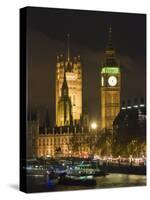 Big Ben and the Houses of Parliament by the River Thames at Dusk, Westminster, London-Hazel Stuart-Stretched Canvas