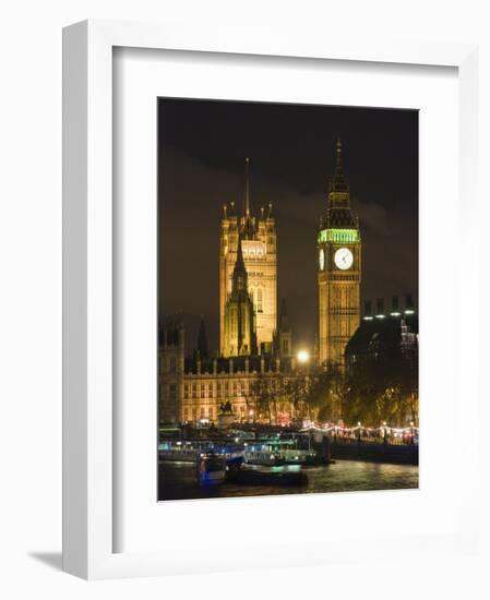 Big Ben and the Houses of Parliament by the River Thames at Dusk, Westminster, London-Hazel Stuart-Framed Photographic Print