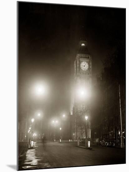 Big Ben and the Houses of Parliament Floodlit for the Opening of the Festival of Britain, 1951-null-Mounted Premium Photographic Print