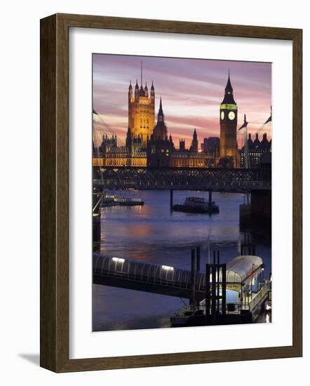 Big Ben and the Houses of Parliament Seen across the River Thames from Waterloo Bridge at Sunset-Julian Love-Framed Photographic Print