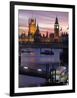 Big Ben and the Houses of Parliament Seen across the River Thames from Waterloo Bridge at Sunset-Julian Love-Framed Photographic Print