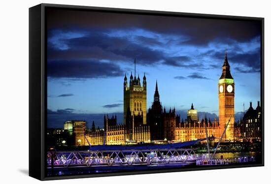 Big Ben and the Houses of Parliament, Thames River, London, England-Richard Wright-Framed Stretched Canvas