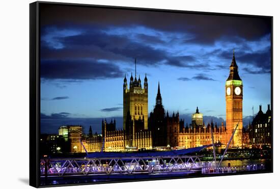 Big Ben and the Houses of Parliament, Thames River, London, England-Richard Wright-Framed Stretched Canvas