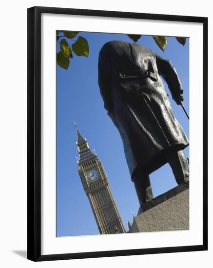 Big Ben and the Sir Winston Churchill Statue, Westminster, London-Amanda Hall-Framed Photographic Print