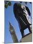 Big Ben and the Sir Winston Churchill Statue, Westminster, London-Amanda Hall-Mounted Photographic Print