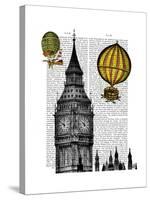 Big Ben and Vintage Hot Air Balloons-Fab Funky-Stretched Canvas