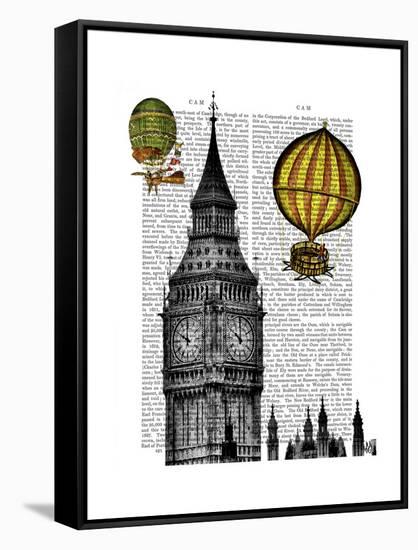 Big Ben and Vintage Hot Air Balloons-Fab Funky-Framed Stretched Canvas