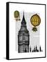 Big Ben and Vintage Hot Air Balloons-Fab Funky-Framed Stretched Canvas