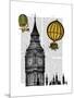 Big Ben and Vintage Hot Air Balloons-Fab Funky-Mounted Art Print