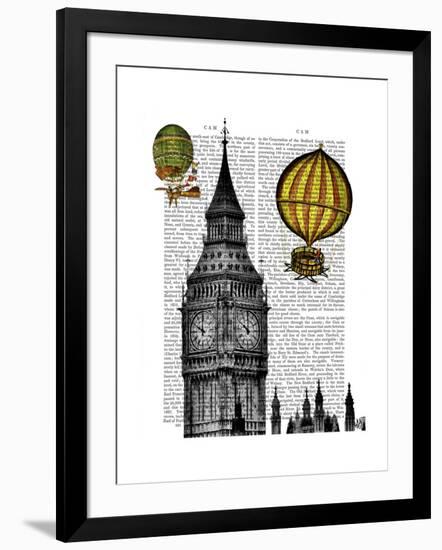 Big Ben and Vintage Hot Air Balloons-Fab Funky-Framed Art Print