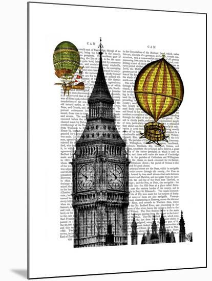 Big Ben and Vintage Hot Air Balloons-Fab Funky-Mounted Art Print