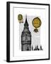 Big Ben and Vintage Hot Air Balloons-Fab Funky-Framed Art Print