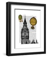 Big Ben and Vintage Hot Air Balloons-Fab Funky-Framed Art Print