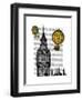 Big Ben and Vintage Hot Air Balloons-Fab Funky-Framed Art Print