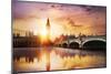 Big Ben and Westminster Bridge at Dusk, London, UK-null-Mounted Photographic Print