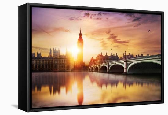 Big Ben and Westminster Bridge at Dusk, London, UK-null-Framed Stretched Canvas